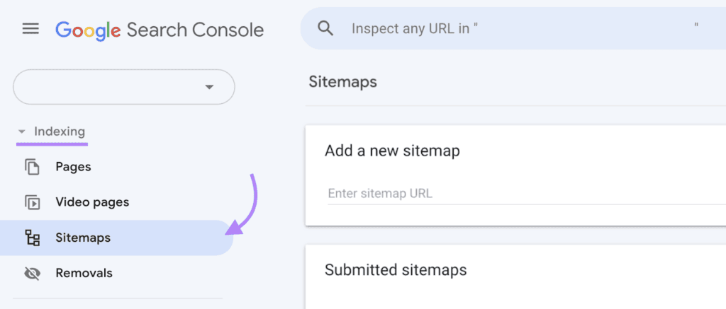 Screenshot of adding sitemap process in Google Search Console.